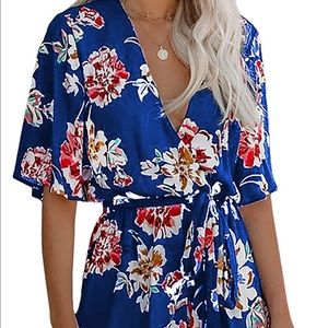 Blue floral romper